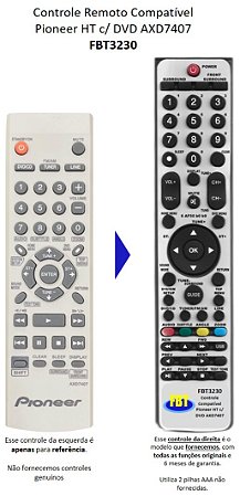 Controle Remoto Compatível Com Pioneer Receiver Dvd Axd7407 Fbt3230