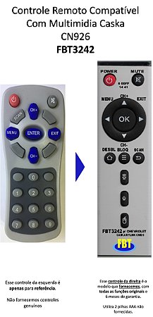 Controle Remoto Compatível Interface Multimidia Caska CN926 FBT3242