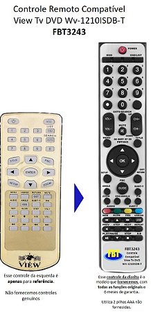 Controle Remoto Compatível View Tv DVD Wv-1210ISDB-T FBT3243