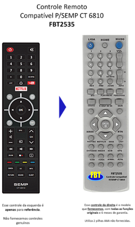 Controle Remoto Compatível P/SEMP CT 6810 FBT2535