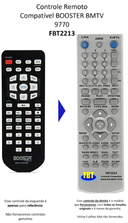 Controle Remoto Compatível BOOSTER BMTV 9770 FBT2213