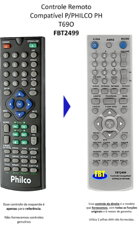 Controle Remoto Compatível P/PHILCO PH T69O FBT2499