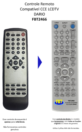 Controle Remoto Compatível CCE LCDTV DARIO FBT2466