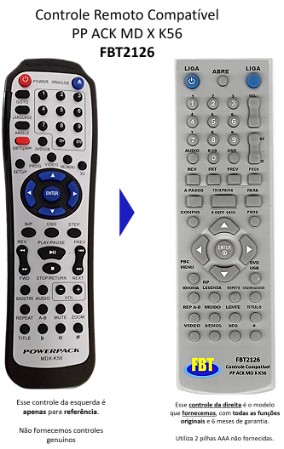 Controle Remoto Compatível PP ACK MD X K56 FBT2126