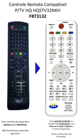 Controle Remoto Compatível P/TV HQ HQSTV32NKH FBT3132