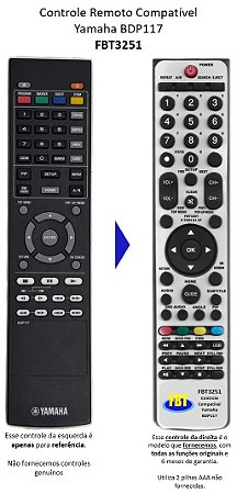 Controle Remoto Compatível Yamaha BDP117 FBT3251
