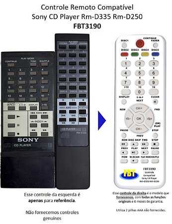Controle Remoto Compatível Sony CD Player Rm-D335 Rm-D250 FBT3190