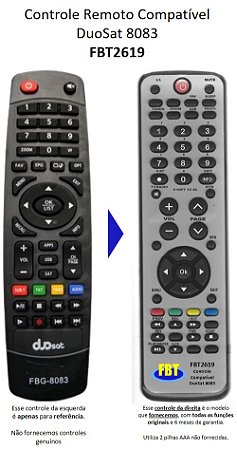 Controle Remoto Compatível DuoSat 8083 FBT2619