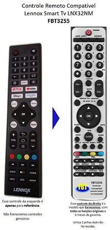 Controle Remoto Compatível Lennox Smart Tv LNX32NM FBT3255
