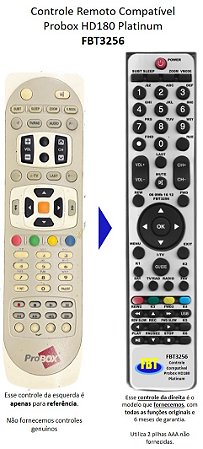 Controle Remoto Compatível Probox HD180 Platinum FBT3256