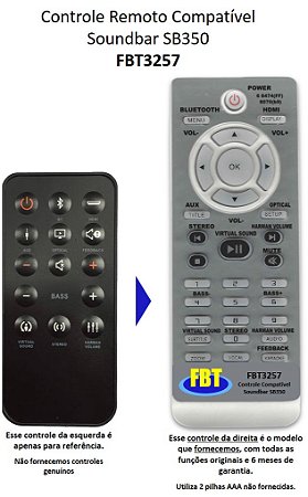 Controle Remoto Compatível JBL Soundbar SB250 SB350 FBT3257