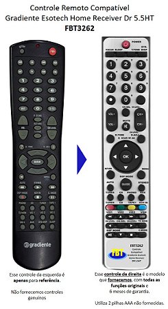 Controle Remoto Compatível Gradiente Esotech Home Receiver Dr 5.5HT FBT3262