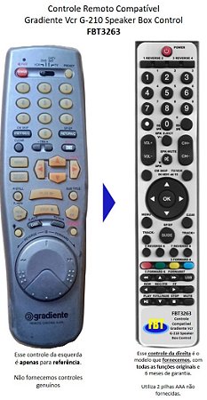 Controle Remoto Compatível Gradiente Vcr G-210 Speaker Box Control FBT3263