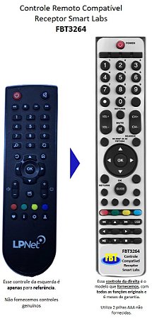 Controle Remoto Compatível LPNET TV BOX FBT3264
