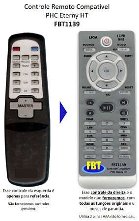 Controle Remoto Compatível PHC Eterny HT FBT1139