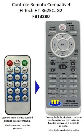 Controle Remoto Compatível H-Tech HT-3625CaG2 FBT3280