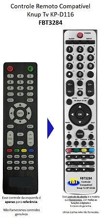Controle Remoto Compatível Knup Tv KP-D116 FBT3284