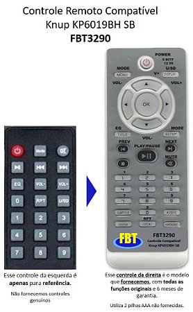 Controle Remoto Compatível c/ Knup KP6019BH SB FBT3290