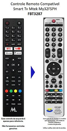 Controle Remoto Compatível Mtek My32FSPH Smart Tv FBT3287