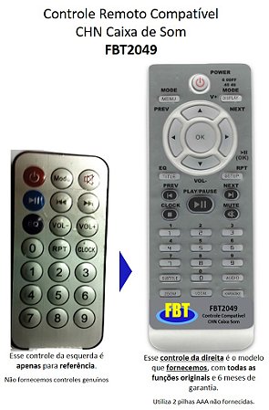 Controle Remoto Compatível Mondial CHN Caixa Som FBT2049