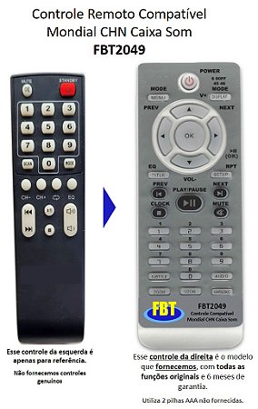 Controle Remoto Compatível Mondial CHN Caixa Som FBT2049