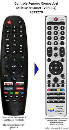 Controle Remoto Compatível Multilaser Smart Tv (EL1Q) FBT3270