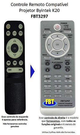 Controle Remoto Compatível Projetor Byintek K20 FBT3297