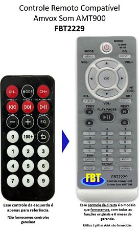 Controle Remoto Compatível Amvox Som AMT900 FBT2229