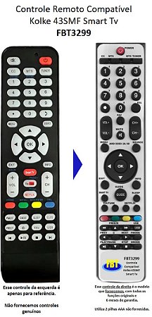 Controle Remoto Compatível Kolke 43SMF Smart Tv FBT3299