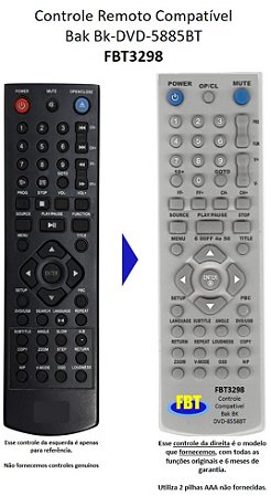 Controle Remoto Compatível Bak Bk-DVD-5885BT FBT3298