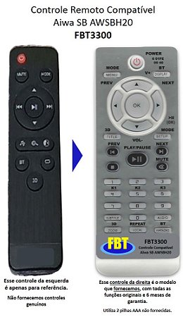 Controle Remoto Compatível Aiwa SB AWSBH20 FBT3300
