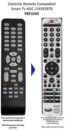 Controle Compatível AOC SMART TV LE43S5970 FBT3309