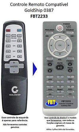 Controle Remoto Compatível GoldShip HT0387 FBT2233