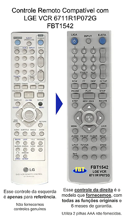 Controle Remoto Compatível Vcr 6711r1p072g Fbt1542