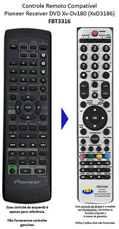 Controle Remoto Compatível Pioneer Receiver DVD Xv-Dv180 XxD3186 FBT3316