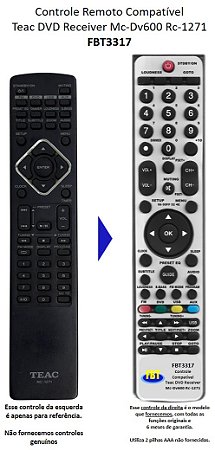 Controle Remoto Compatível Teac DVD Receiver Mc-Dv600 Rc-1271 FBT3317