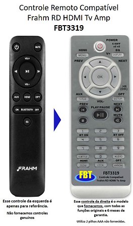 Controle Remoto Compatível Frahm RD HDMI Tv Amp FBT3319