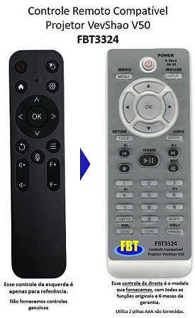 Controle Remoto Compatível Projetor VevShao V50 FBT3324