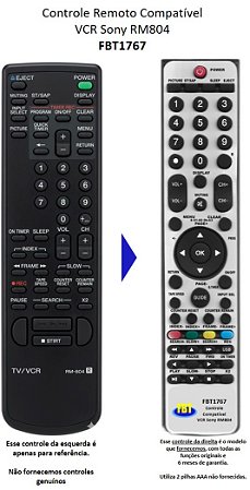 Controle Remoto Compatível VCR Sony RM804 FBT1767
