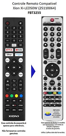 Controle Remoto Compatível Xion Xi-LED50W (25110064) FBT3255