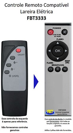 Controle Remoto Compatível Lareira Elétrica FBT3333