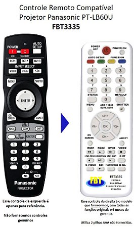 Controle Remoto Compatível Projetor Panasonic PT-LB60U FBT3335
