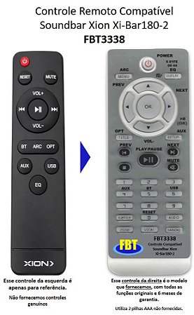 Controle Remoto Compatível Soundbar Xion Xi-Bar180-2 FBT3338
