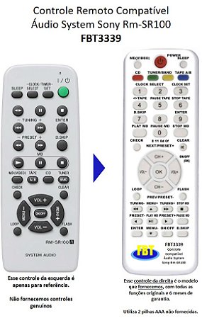 Controle Remoto Compatível Áudio System Sony Rm-SR100 FBT3339