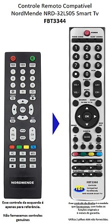 Controle Remoto Compatível NordMende NRD-32LS05 Smart Tv FBT3344