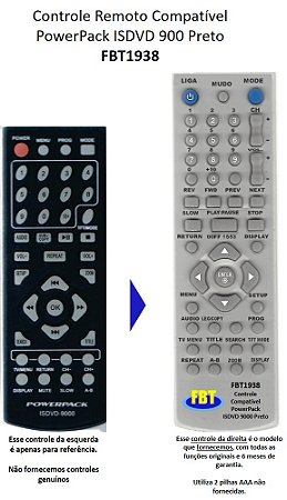 Controle Remoto Compatível PowerPack ISDVD 900 Preto FBT1938