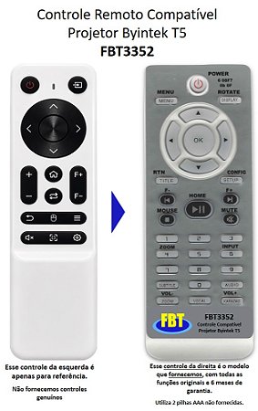 Controle Remoto Compatível Projetor Byintek T5 FBT3352