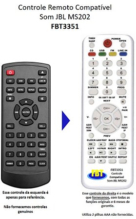 Controle Remoto Compatível Som JBL MS202 FBT3351