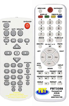 Controle compatível P/DVD Lenoxx AS07552748