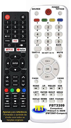 Controle Remoto Compatível P/Smart TV XION (FBT2807-Compact) FBT3359